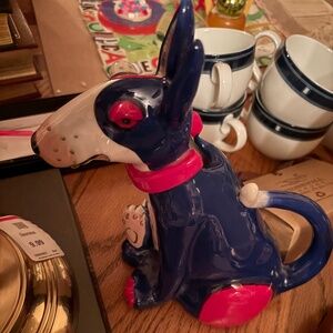 Blue Sky Ceramic Bull Terrier Statue Teapot